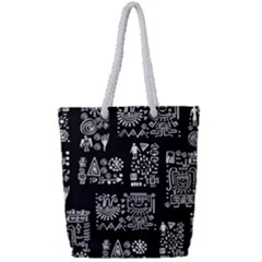 Vector Pattern Design With Tribal Elements Full Print Rope Handle Tote (small) by Vaneshart