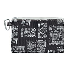 Vector Pattern Design With Tribal Elements Canvas Cosmetic Bag (large)