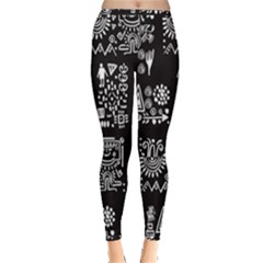 Vector Pattern Design With Tribal Elements Inside Out Leggings by Vaneshart