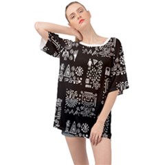 Vector Pattern Design With Tribal Elements Oversized Chiffon Top