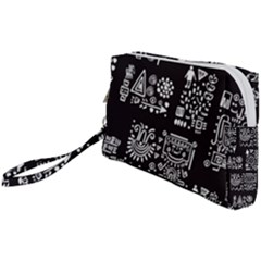 Vector Pattern Design With Tribal Elements Wristlet Pouch Bag (small)