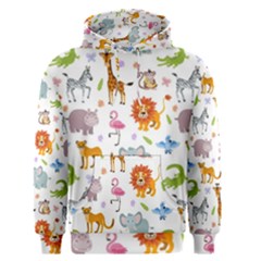 Children Seamless Wallpaper With Cute Funny Baby Savanna Animals Men s Pullover Hoodie