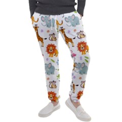 Children Seamless Wallpaper With Cute Funny Baby Savanna Animals Men s Jogger Sweatpants by Vaneshart