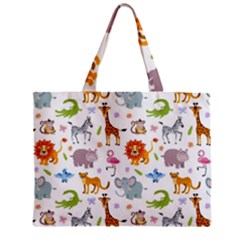 Children Seamless Wallpaper With Cute Funny Baby Savanna Animals Zipper Mini Tote Bag by Vaneshart