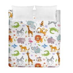 Children Seamless Wallpaper With Cute Funny Baby Savanna Animals Duvet Cover Double Side (full/ Double Size)