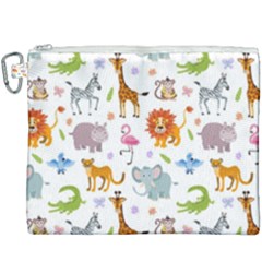 Children Seamless Wallpaper With Cute Funny Baby Savanna Animals Canvas Cosmetic Bag (xxxl) by Vaneshart