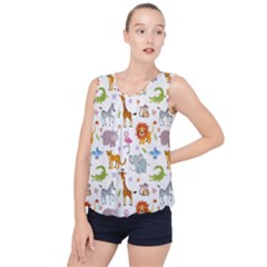 Children Seamless Wallpaper With Cute Funny Baby Savanna Animals Bubble Hem Chiffon Tank Top by Vaneshart