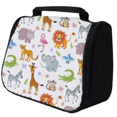 Children Seamless Wallpaper With Cute Funny Baby Savanna Animals Full Print Travel Pouch (big) by Vaneshart