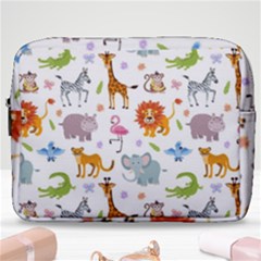 Children Seamless Wallpaper With Cute Funny Baby Savanna Animals Make Up Pouch (large)