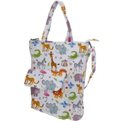 Children Seamless Wallpaper With Cute Funny Baby Savanna Animals Shoulder Tote Bag by Vaneshart