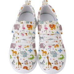 Children Seamless Wallpaper With Cute Funny Baby Savanna Animals Men s Velcro Strap Shoes by Vaneshart