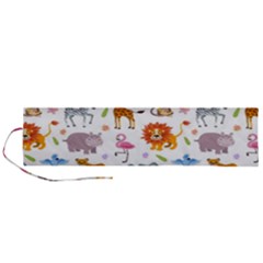 Children Seamless Wallpaper With Cute Funny Baby Savanna Animals Roll Up Canvas Pencil Holder (l)