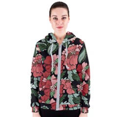 Beautiful Floral Vector Seamless Pattern Women s Zipper Hoodie