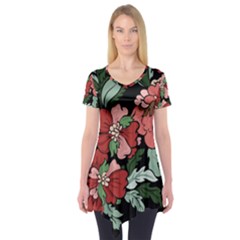 Beautiful Floral Vector Seamless Pattern Short Sleeve Tunic  by Vaneshart