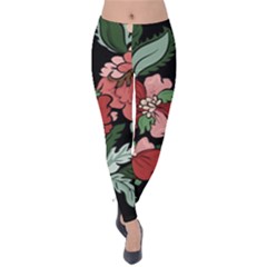 Beautiful Floral Vector Seamless Pattern Velvet Leggings by Vaneshart