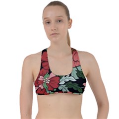 Beautiful Floral Vector Seamless Pattern Criss Cross Racerback Sports Bra