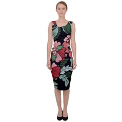 Beautiful Floral Vector Seamless Pattern Sleeveless Pencil Dress