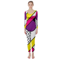 Memphis Colorful Background With Stroke Long Sleeve Catsuit by Vaneshart