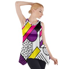 Memphis Colorful Background With Stroke Side Drop Tank Tunic by Vaneshart