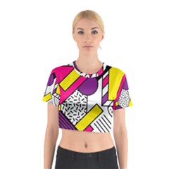 Memphis Colorful Background With Stroke Cotton Crop Top by Vaneshart