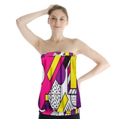 Memphis Colorful Background With Stroke Strapless Top by Vaneshart