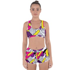 Memphis Colorful Background With Stroke Racerback Boyleg Bikini Set by Vaneshart