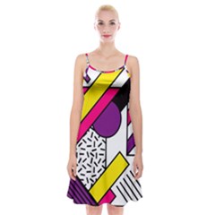 Memphis Colorful Background With Stroke Spaghetti Strap Velvet Dress by Vaneshart