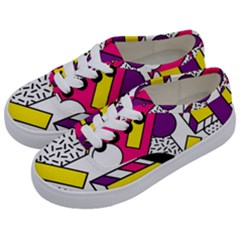 Memphis Colorful Background With Stroke Kids  Classic Low Top Sneakers