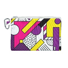 Memphis Colorful Background With Stroke Canvas Cosmetic Bag (large) by Vaneshart