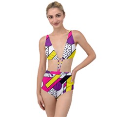 Memphis Colorful Background With Stroke Tied Up Two Piece Swimsuit