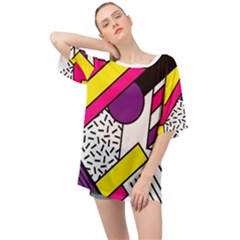 Memphis Colorful Background With Stroke Oversized Chiffon Top by Vaneshart