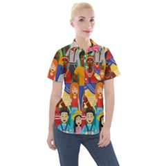 Nations Seamless Illustration Women s Short Sleeve Pocket Shirt