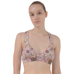 Cute Elephant Wild Flower Field Seamless Pattern Sweetheart Sports Bra by Vaneshart