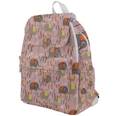 Cute Elephant Wild Flower Field Seamless Pattern Top Flap Backpack by Vaneshart