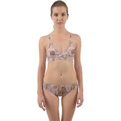 Cute Elephant Wild Flower Field Seamless Pattern Wrap Around Bikini Set by Vaneshart