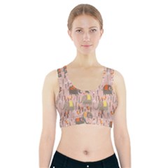 Cute Elephant Wild Flower Field Seamless Pattern Sports Bra With Pocket by Vaneshart