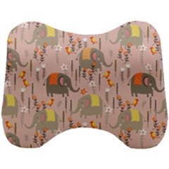 Cute Elephant Wild Flower Field Seamless Pattern Head Support Cushion by Vaneshart