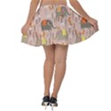 Cute Elephant Wild Flower Field Seamless Pattern Velvet Skater Skirt View2