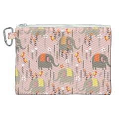 Cute Elephant Wild Flower Field Seamless Pattern Canvas Cosmetic Bag (xl) by Vaneshart