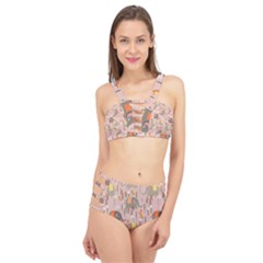 Cute Elephant Wild Flower Field Seamless Pattern Cage Up Bikini Set by Vaneshart