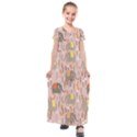 Cute Elephant Wild Flower Field Seamless Pattern Kids  Short Sleeve Maxi Dress View1