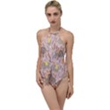 Cute Elephant Wild Flower Field Seamless Pattern Go with the Flow One Piece Swimsuit View1