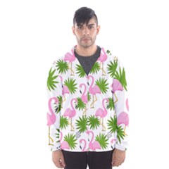 Seamless Pattern With Cute Flamingos Men s Hooded Windbreaker by Vaneshart