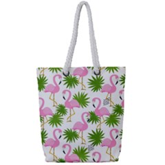 Seamless Pattern With Cute Flamingos Full Print Rope Handle Tote (small) by Vaneshart