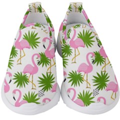 Seamless Pattern With Cute Flamingos Kids  Slip On Sneakers