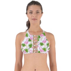 Seamless Pattern With Cute Flamingos Perfectly Cut Out Bikini Top by Vaneshart