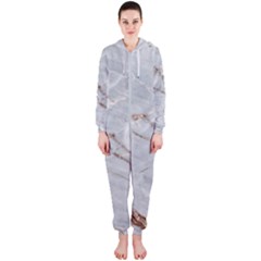 Gray Light Marble Stone Texture Background Hooded Jumpsuit (ladies) 