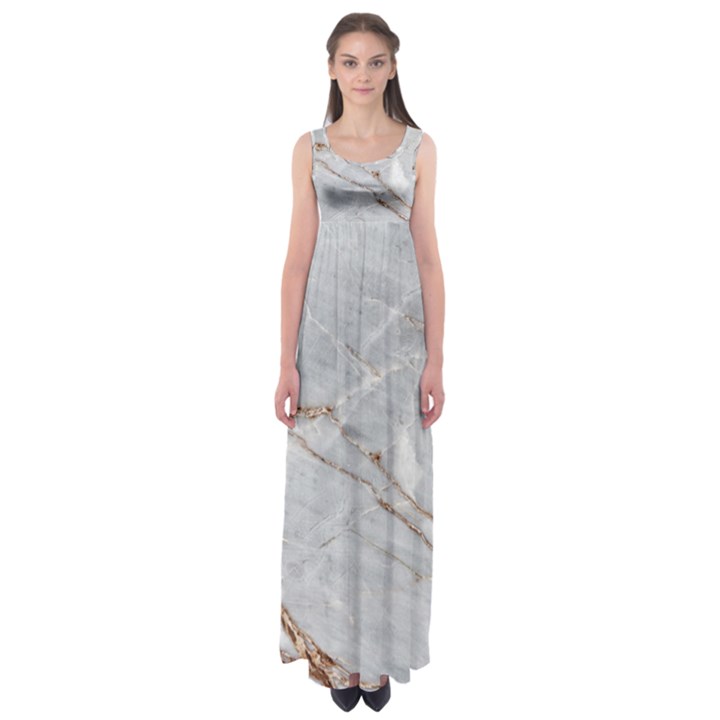 Gray Light Marble Stone Texture Background Empire Waist Maxi Dress