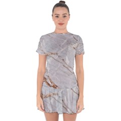 Gray Light Marble Stone Texture Background Drop Hem Mini Chiffon Dress by Vaneshart