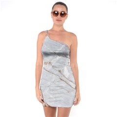 Gray Light Marble Stone Texture Background One Soulder Bodycon Dress by Vaneshart